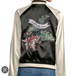 Lovers & Friends Embroidered Black & White Bomber Jacket